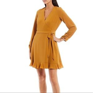 Gianni Bini Laura Long Sleeve V-Neck Mini Wrap Dress